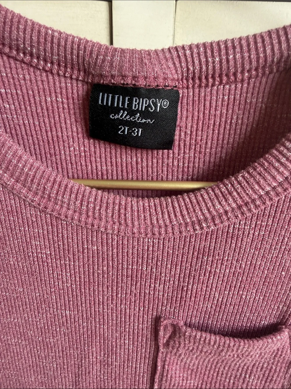Little Bipsy Dusty Rose Ribbed Tank and Shorts with Chest Pocket
